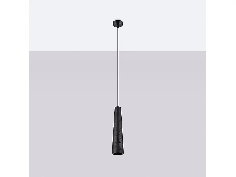 Pendentif Zyntria grenier en béton - 1 sources lumineuses 4000K - L.8 x H.125 cm - noir