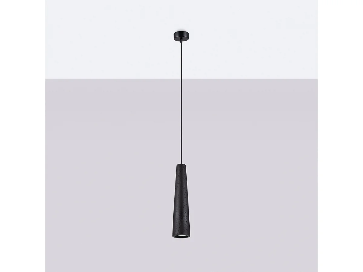 Pendentif Zyntria grenier en béton - 1 sources lumineuses 4000K - L.8 x H.125 cm - noir