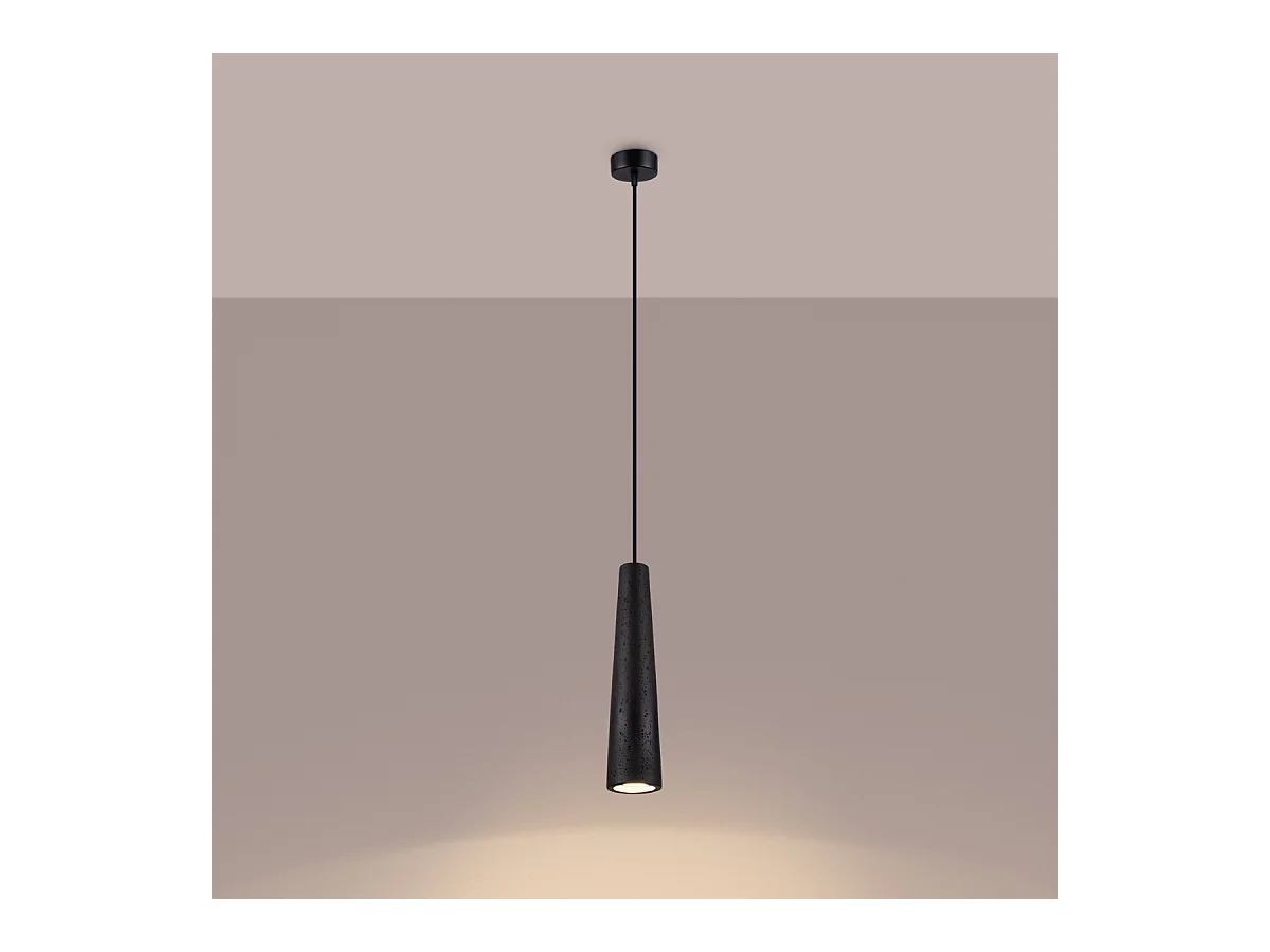 Pendentif Zyntria grenier en béton - 1 sources lumineuses 4000K - L.8 x H.125 cm - noir