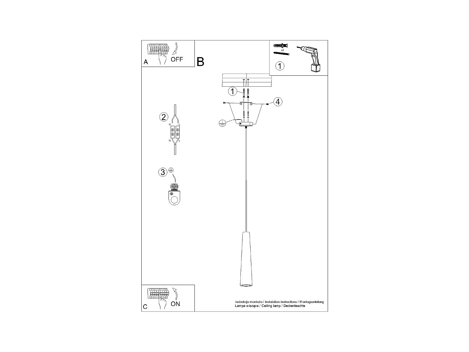 Pendentif Zyntria grenier en béton - 1 sources lumineuses 4000K - L.8 x H.125 cm - noir
