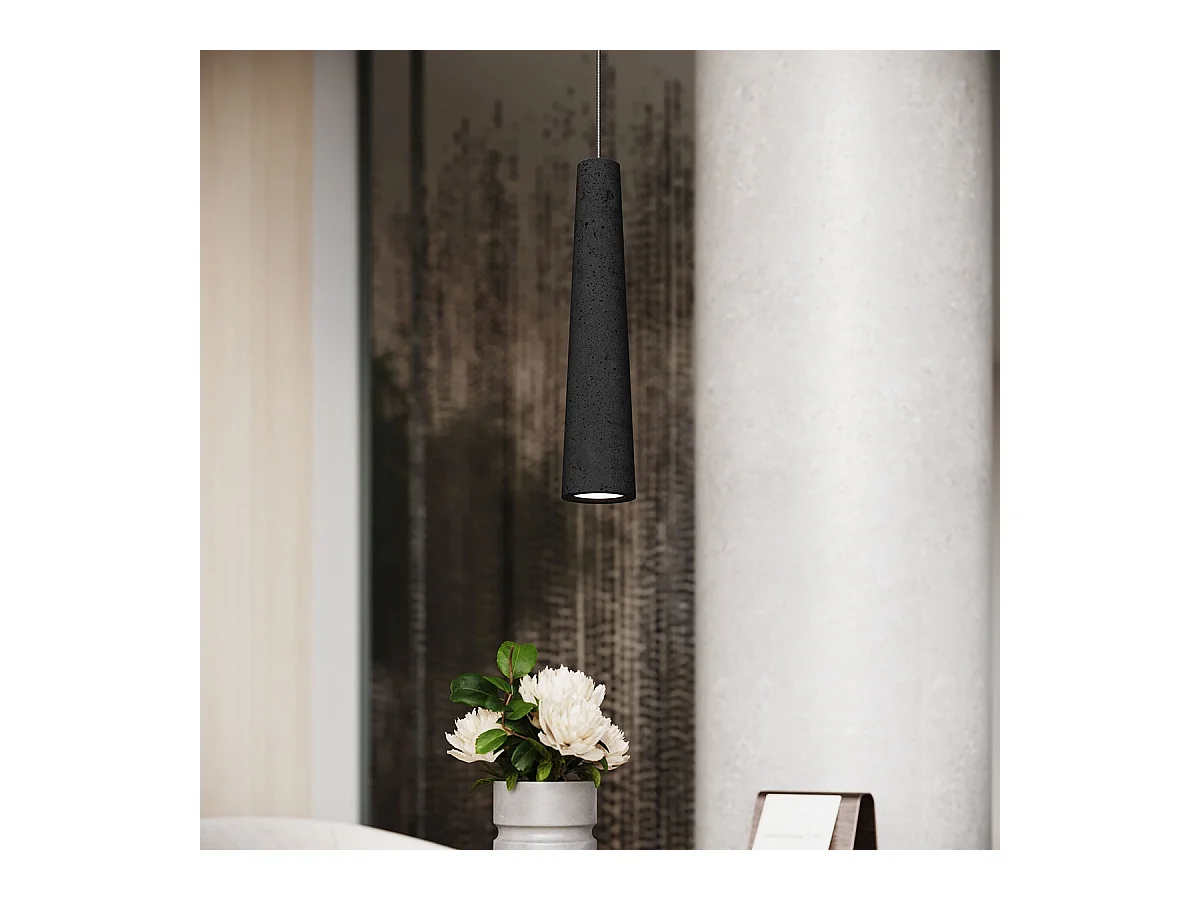 Pendentif Zyntria grenier en béton - 1 sources lumineuses 4000K - L.8 x H.125 cm - noir