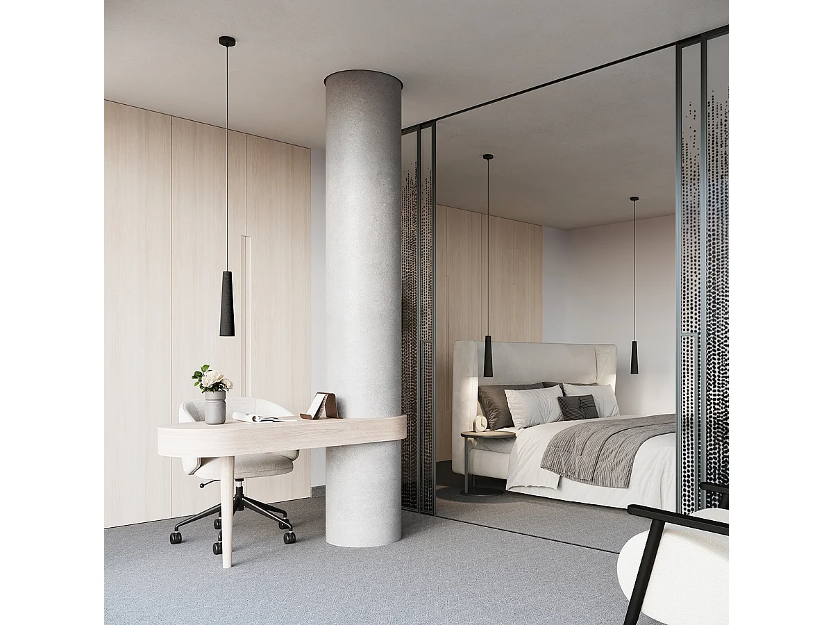 Hanglampen Zyntria zolder van  - 1 lichtbronnen 4000K - L.8 x H.125 cm - zwart