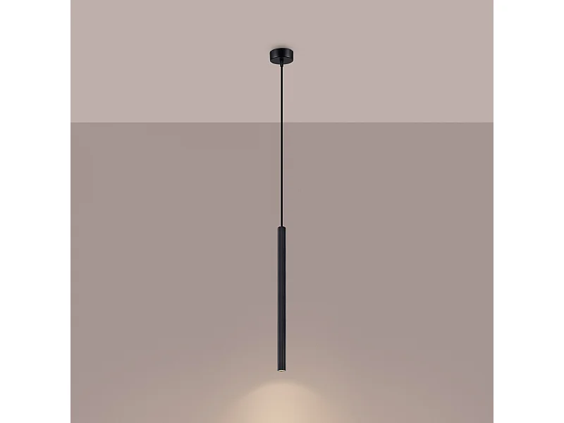 Lampy wiszące nowoczesny Elara, stal - 1 źródło światła 3000K - L.8 x H.120 cm - czarny