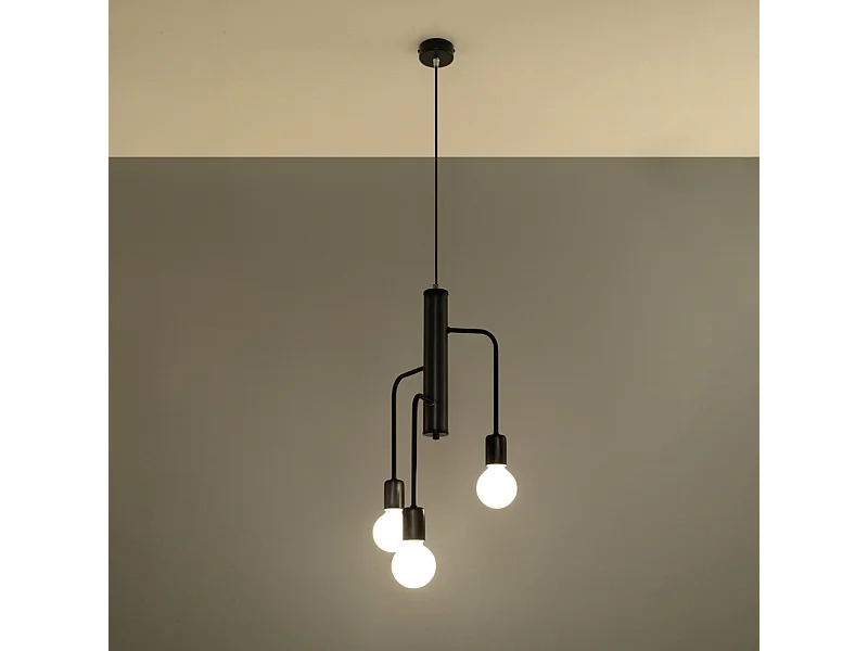 Kroonluchters Luxra zolder van  - 3 lichtbronnen 3000K - L.25 x H.100 cm - zwart