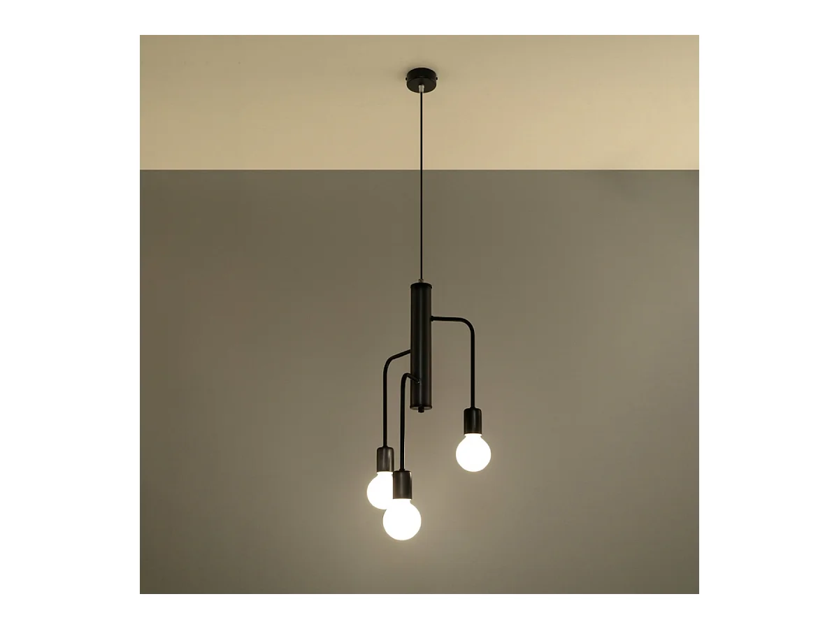 Kroonluchters Luxra zolder van  - 3 lichtbronnen 3000K - L.25 x H.100 cm - zwart