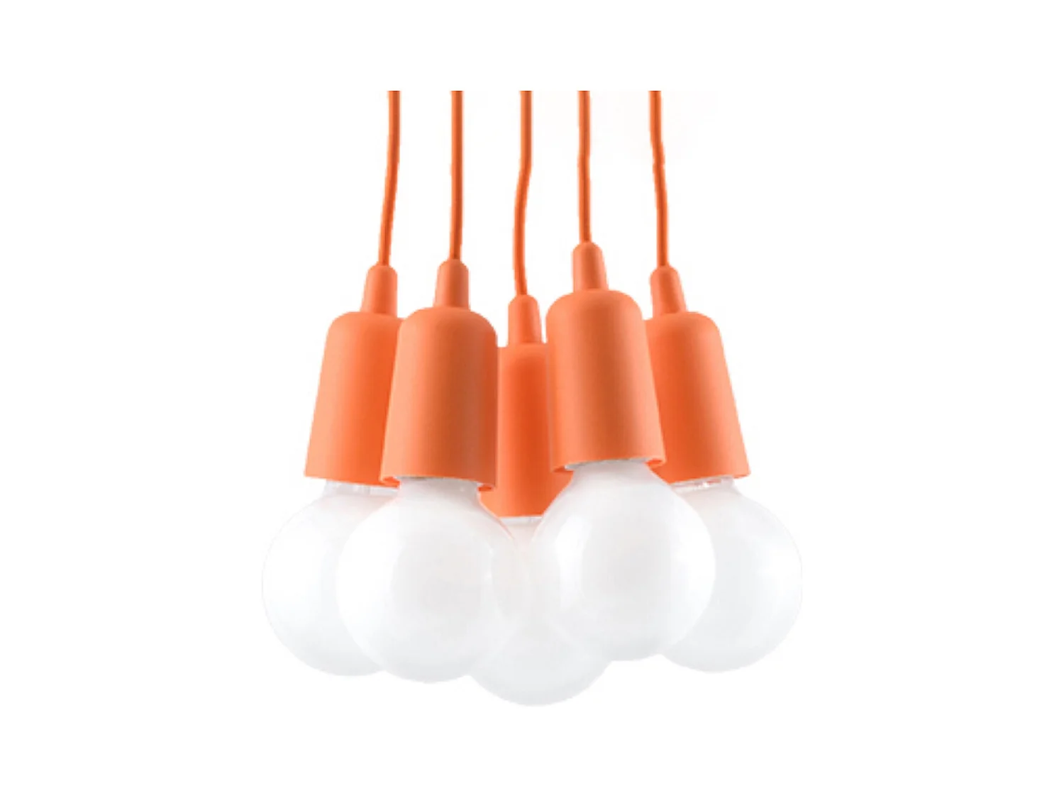 Lampes suspendues Astis moderne en PVC - 5 sources lumineuses 3000K - L.25 x H.90 cm - orange
