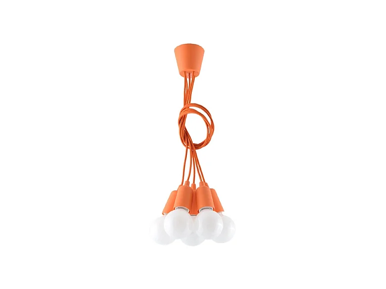 Lampes suspendues Astis moderne en PVC - 5 sources lumineuses 3000K - L.25 x H.90 cm - orange