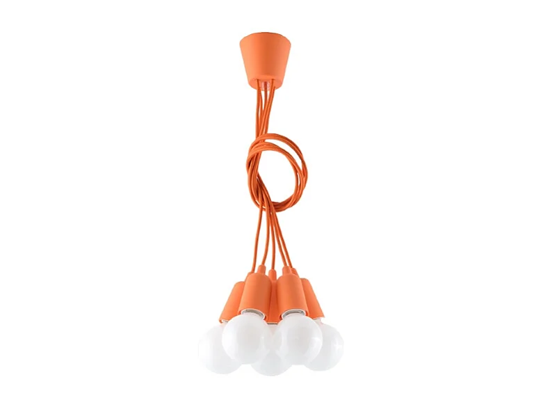 Lampes suspendues Astis moderne en PVC - 5 sources lumineuses 3000K - L.25 x H.90 cm - orange