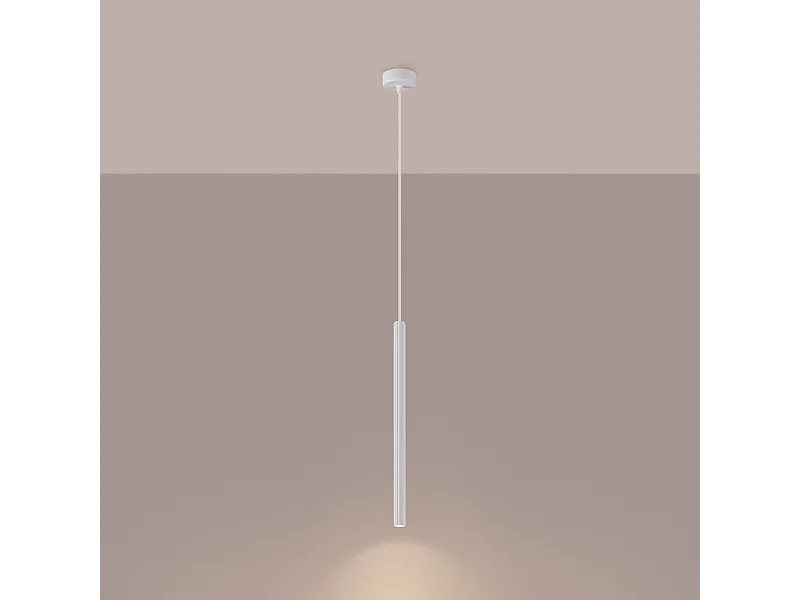 Pendentif Elara moderne en acier - 1 sources lumineuses 3000K - L.8 x H.120 cm - blanc