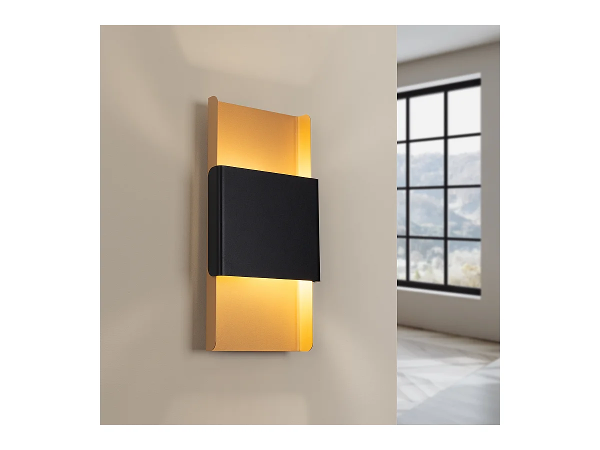 Kinkiety nowoczesny Zelfon, stal - 2 źródło światła 3000K - L.20 x H.40 cm - złoty/czarny