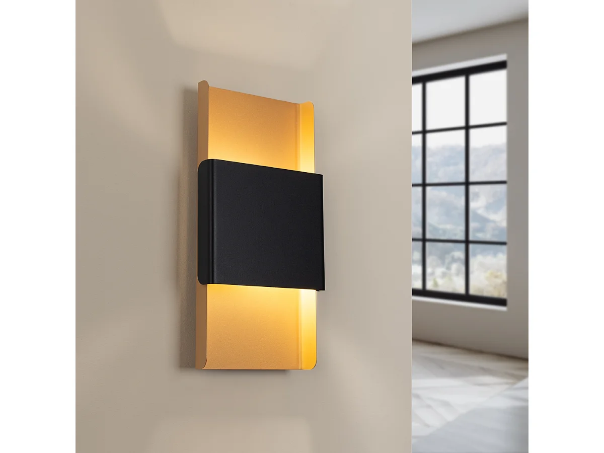 Pendentif Zelfon moderne en acier - 2 sources lumineuses 3000K - L.20 x H.40 cm - or/noir