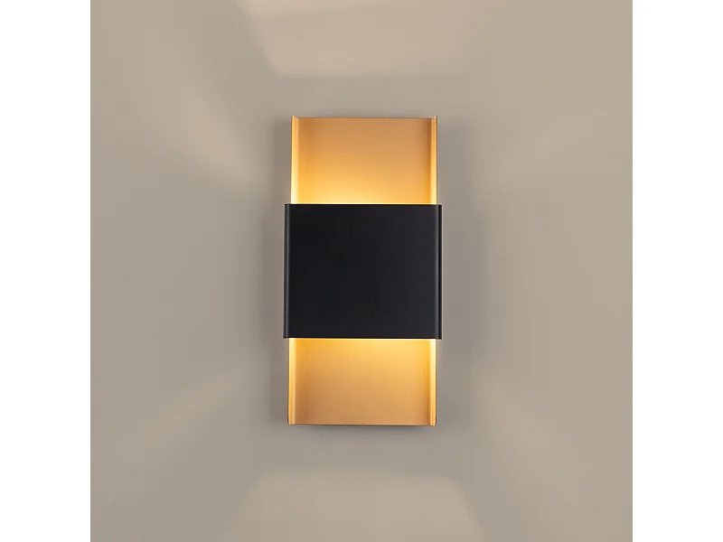 Wandlampen Zelfon modern van  - 2 lichtbronnen 3000K - L.20 x H.40 cm - goud/zwart