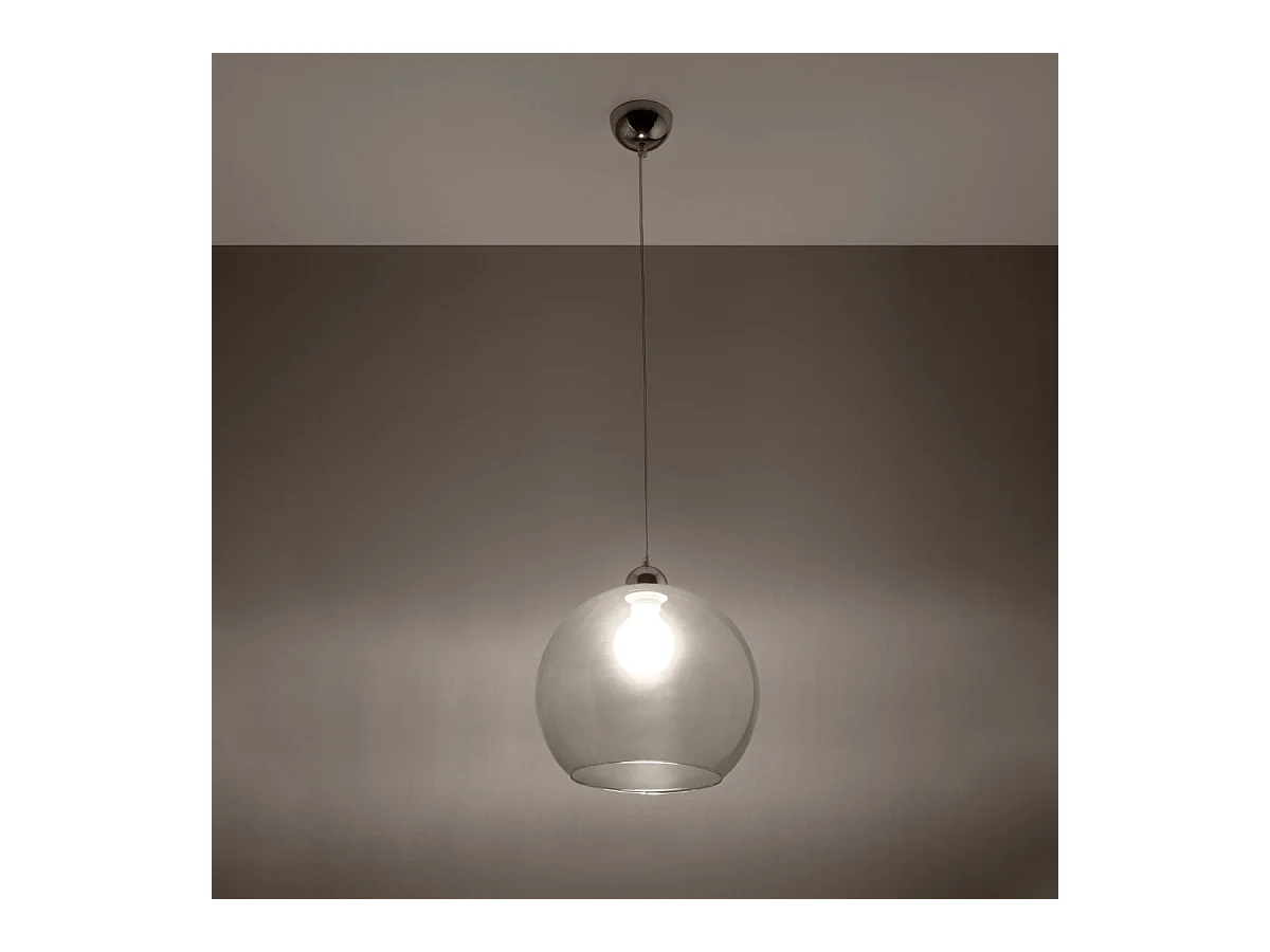 Lampes suspendues Esfera minimaliste en acier/verre - 1 sources lumineuses 4000K - L.30 x H.120 cm - transparent