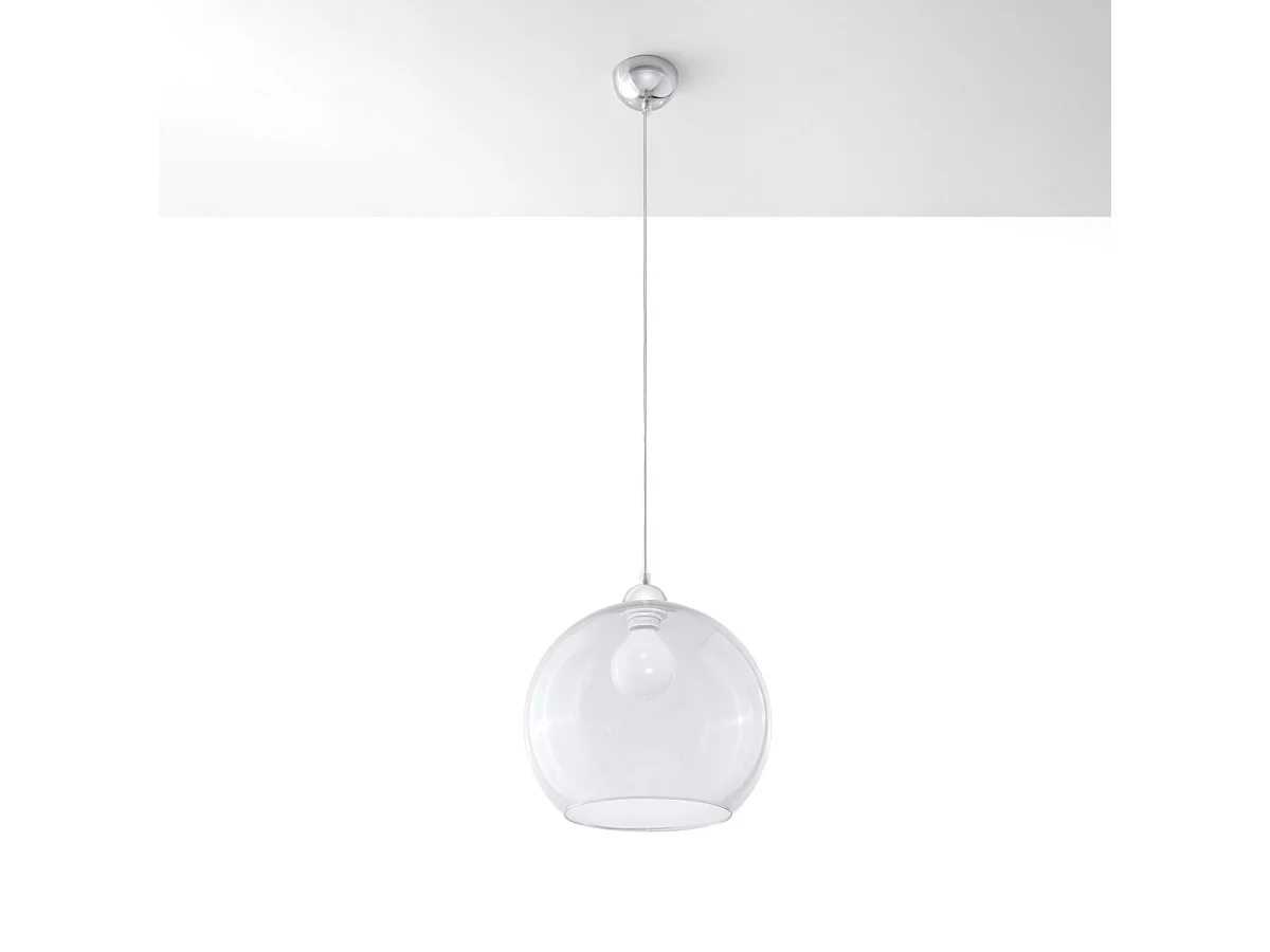 Lampade a sospensione Esfera minimalista di acciaio/vetro - 1 sorgenti luminose 4000K - L.30 x A.120 cm - trasparente