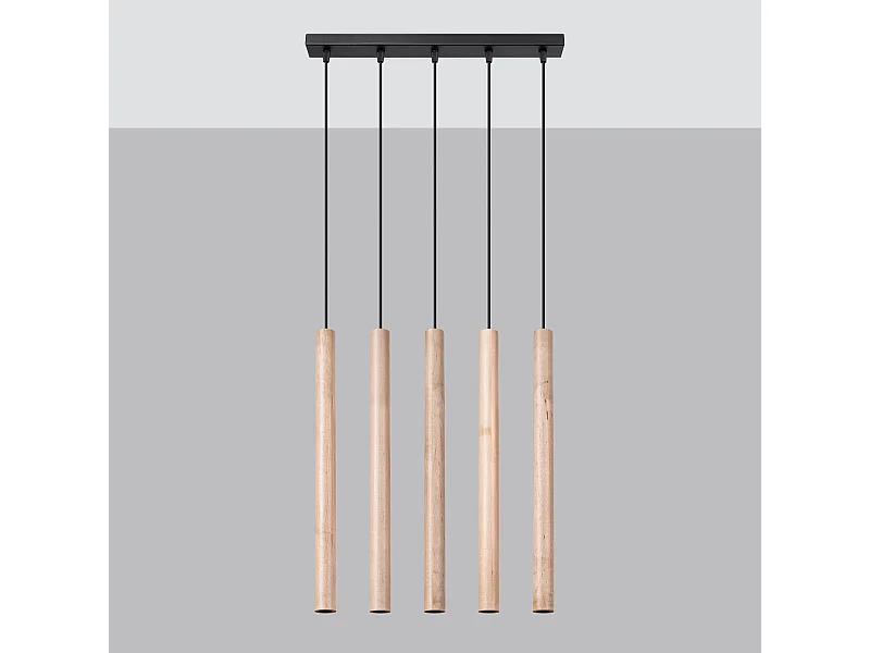 Hanglampen Brill modern van  - 5 lichtbronnen 4000K - L.45 x H.100 cm - hout
