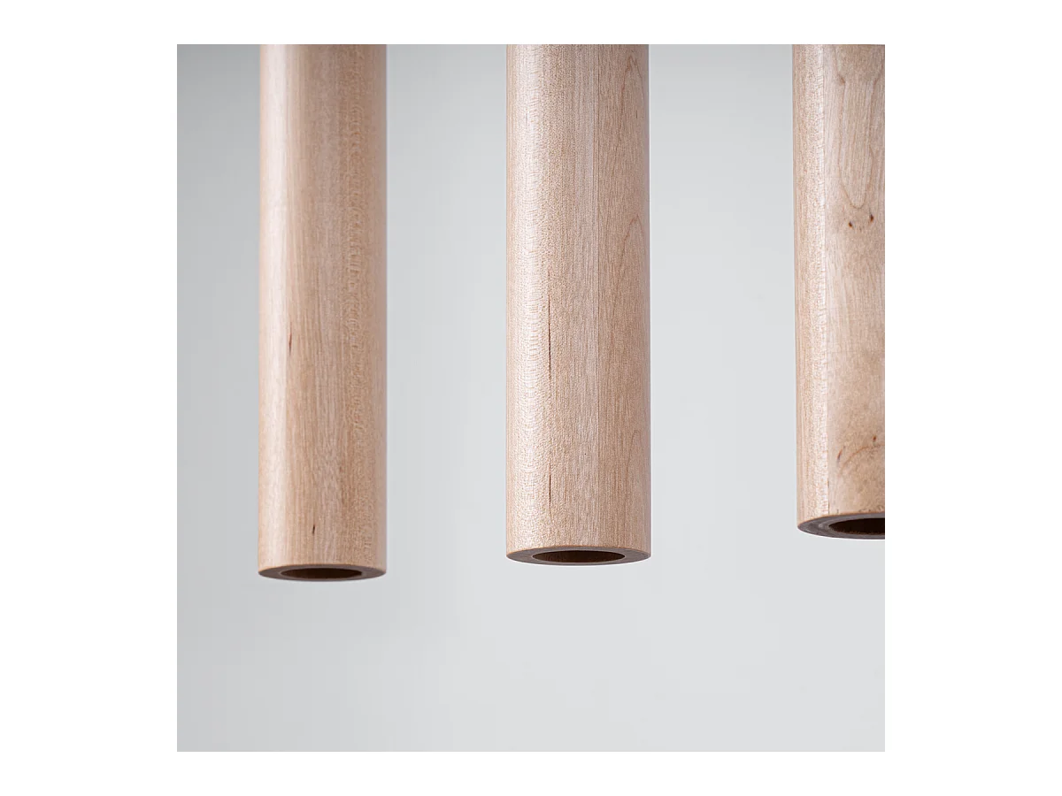 Lampes suspendues Brill moderne en acier/bois - 5 sources lumineuses 4000K - L.45 x H.100 cm - bois