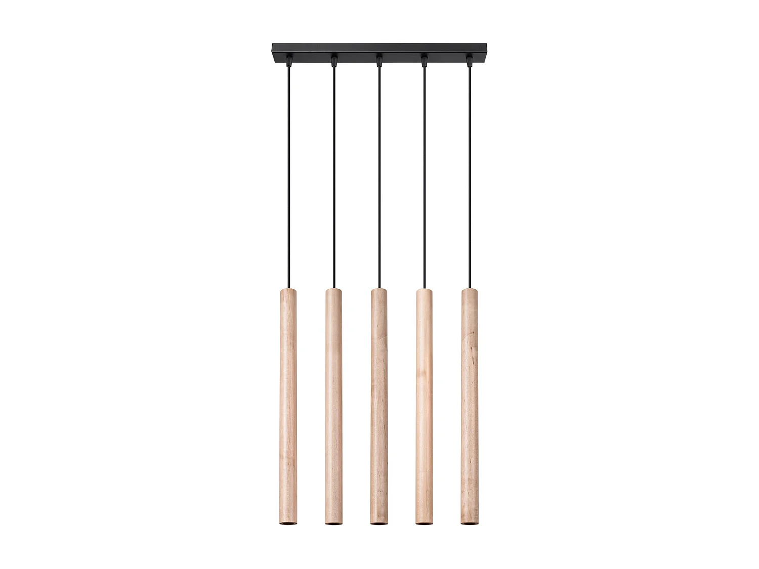 Lampes suspendues Brill moderne en acier/bois - 5 sources lumineuses 4000K - L.45 x H.100 cm - bois