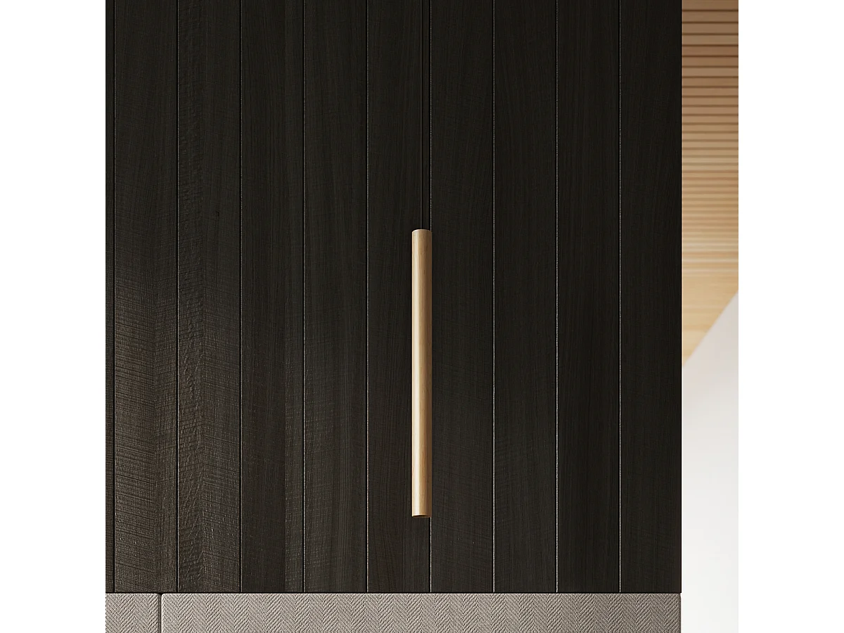 Lampes suspendues Brill moderne en acier/bois - 5 sources lumineuses 4000K - L.45 x H.100 cm - bois