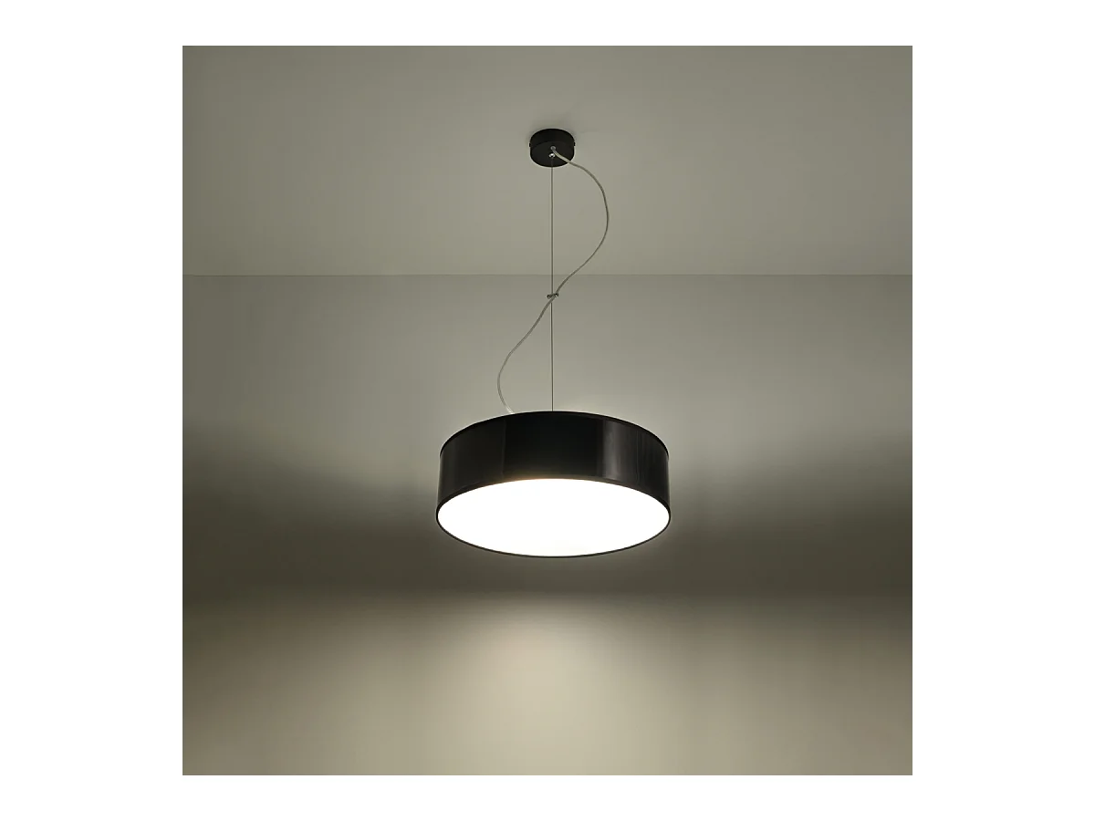 Hanglampen Cercle minimalistisch van  - 2 lichtbronnen 4000K - L.35 x H.111 cm - zwart