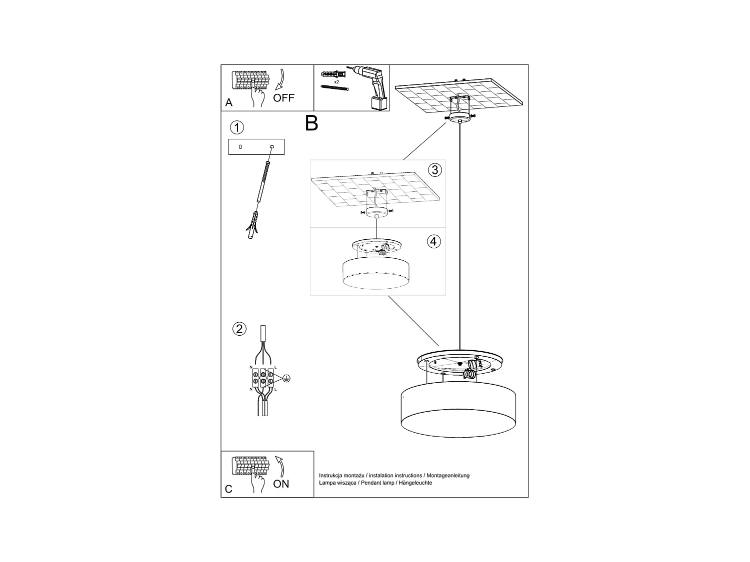 Hanglampen Cercle minimalistisch van  - 2 lichtbronnen 4000K - L.35 x H.111 cm - zwart