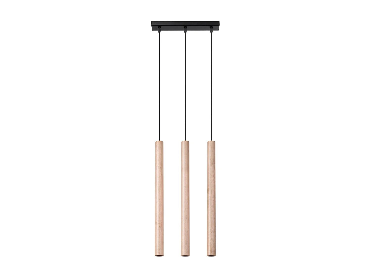 Lampes suspendues Brill moderne en acier/bois - 3 sources lumineuses 4000K - L.30 x H.110 cm - bois