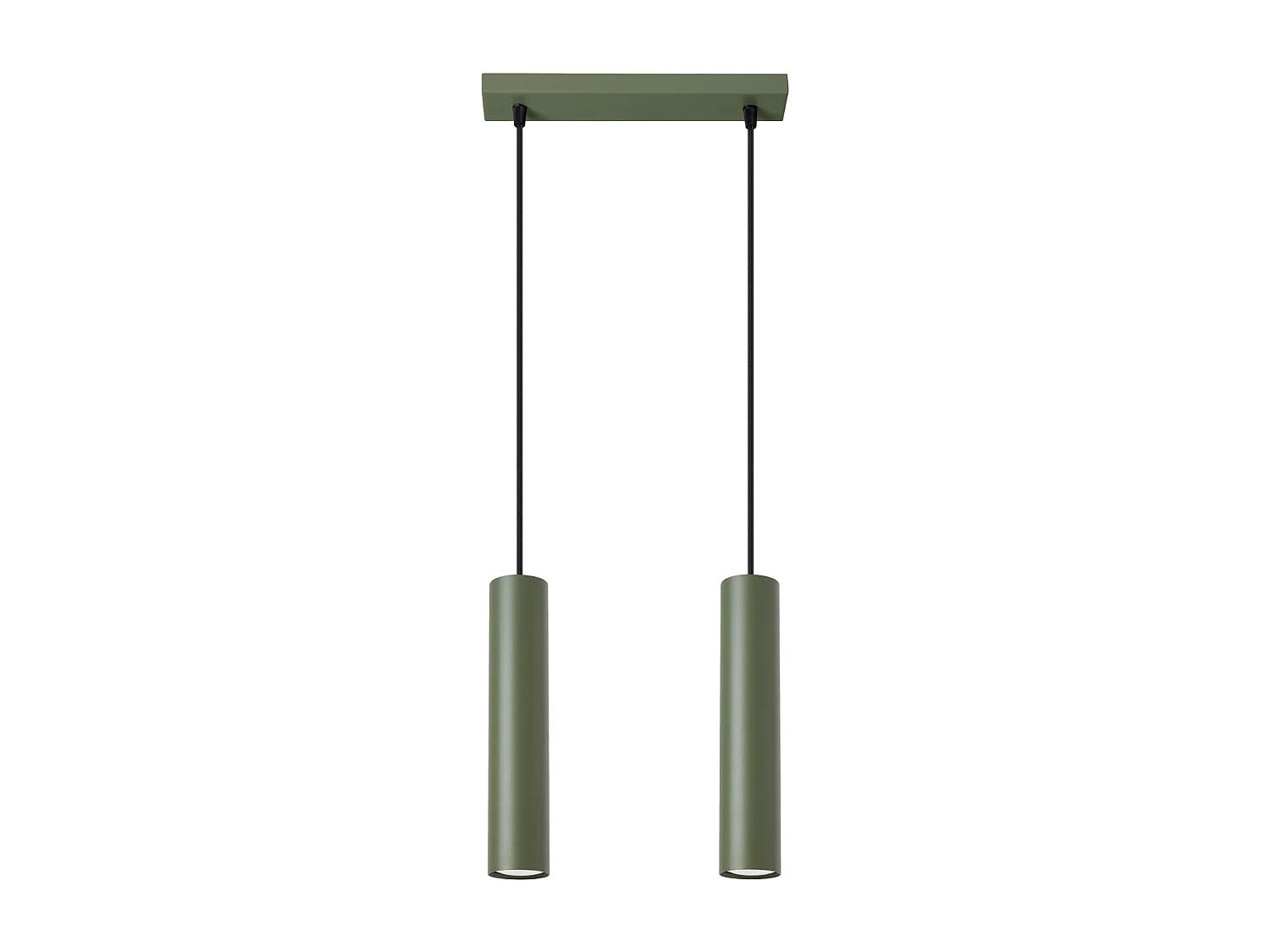 Lampe à suspension Toris grenier en acier - 2 sources lumineuses 3000K - L.30 x H.105 cm - vert olive