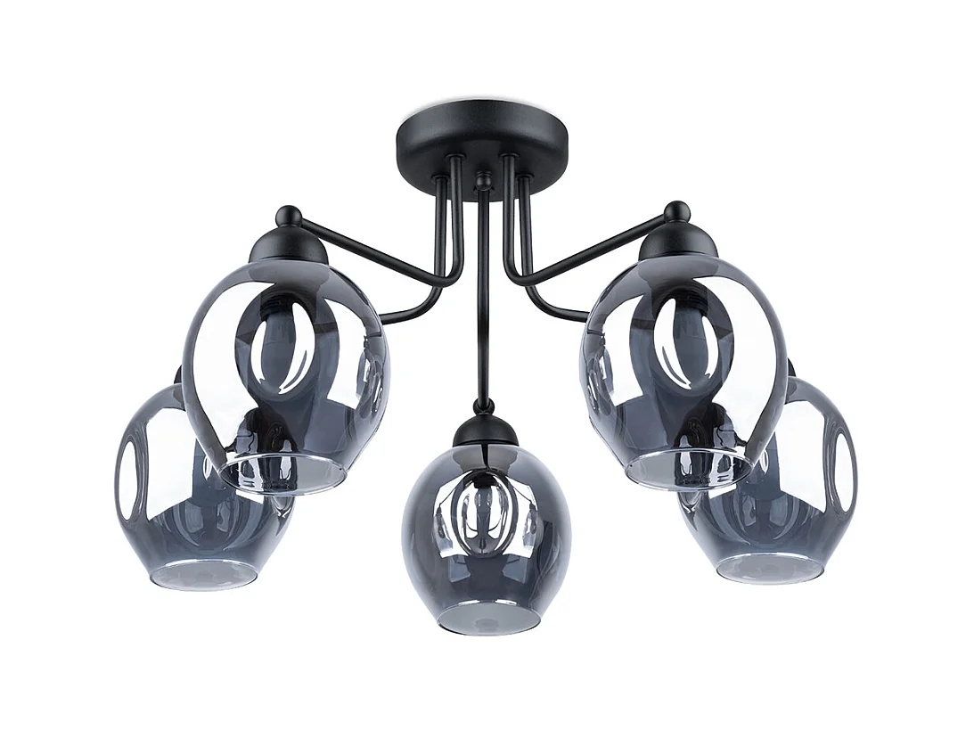 Lustres Allivon moderne en acier - 5 sources lumineuses 3000K - L.59 x H.36 cm - noir