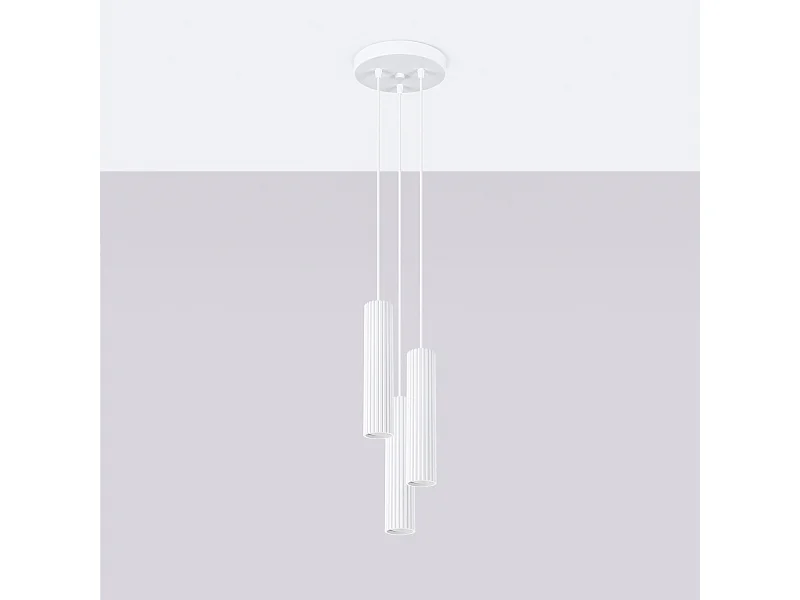 Hanglamp Gloow minimalistisch van  - 3 lichtbronnen 4000K - L.19,5 x H.108 cm - wit