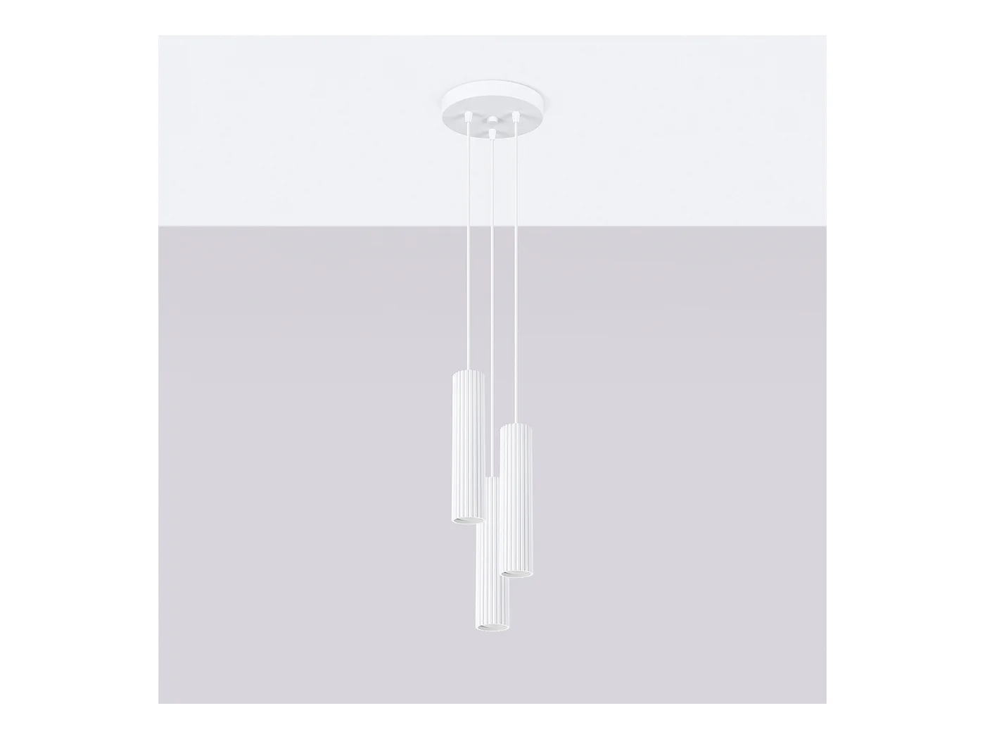 Hanglamp Gloow minimalistisch van  - 3 lichtbronnen 4000K - L.19,5 x H.108 cm - wit