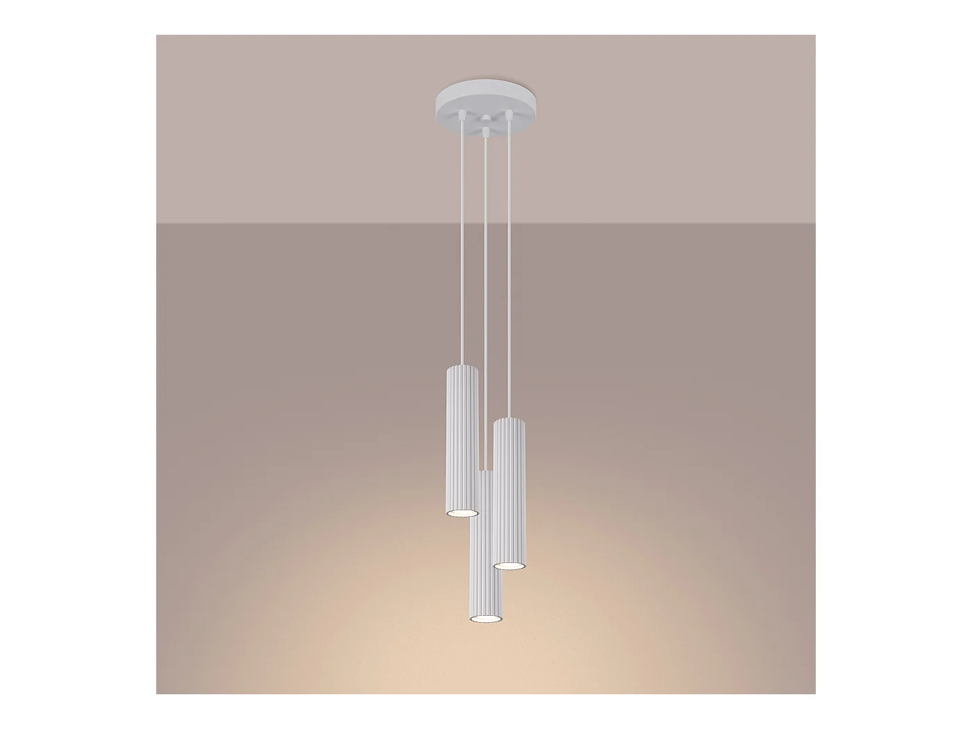 Hanglamp Gloow minimalistisch van  - 3 lichtbronnen 4000K - L.19,5 x H.108 cm - wit