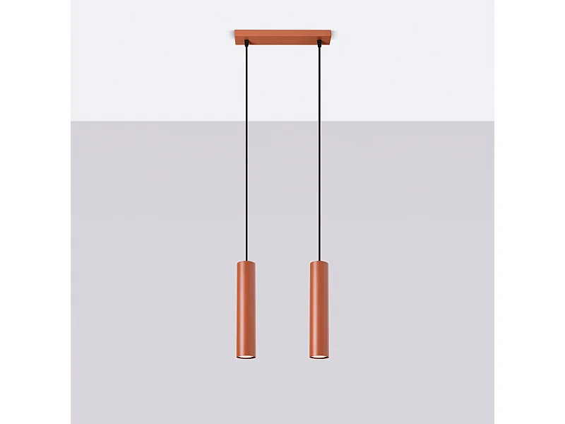 Lampa wisząca loft Toris, stal - 2 źródło światła 4000K - L.30 x H.105 cm - ochra czerwona