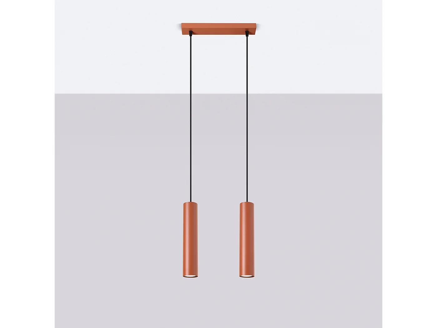 Lampa wisząca loft Toris, stal - 2 źródło światła 4000K - L.30 x H.105 cm - ochra czerwona