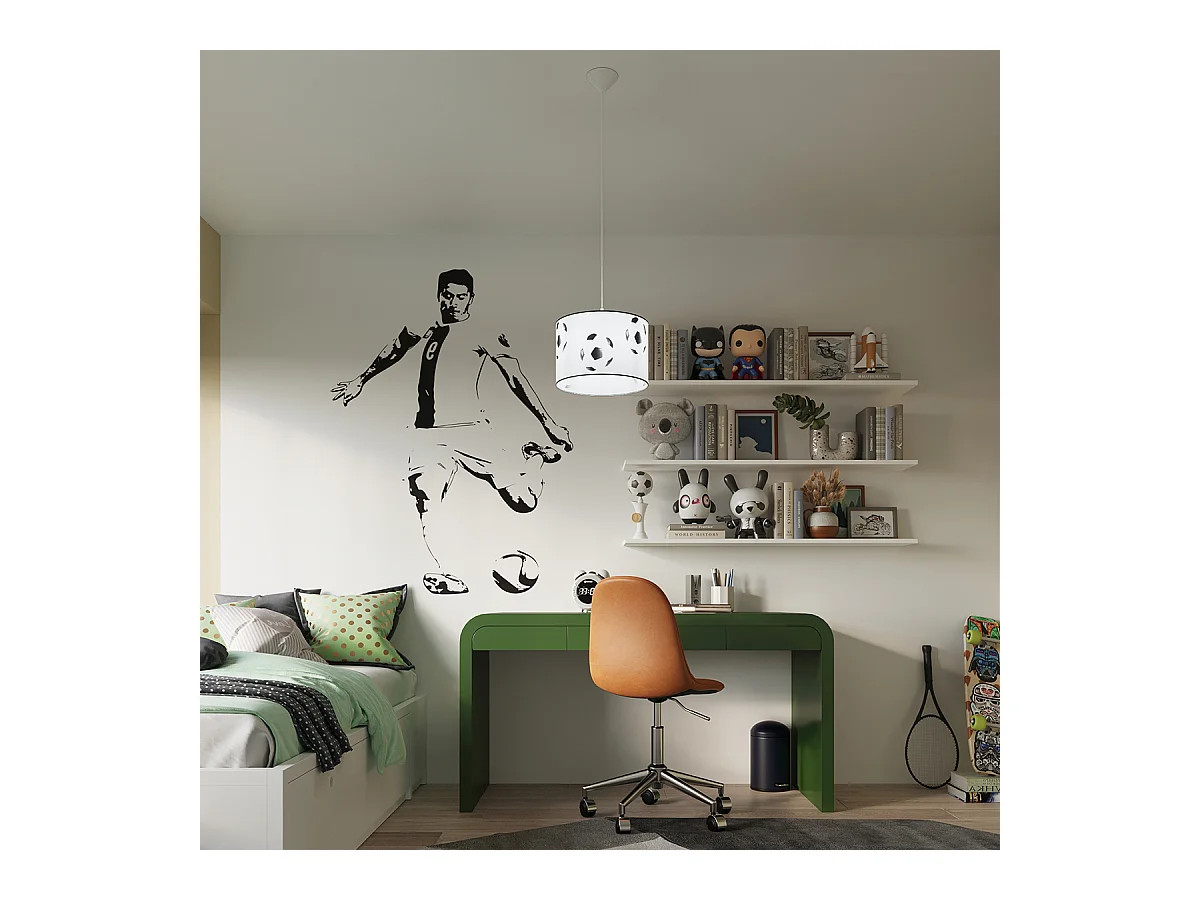 Lampes suspendues Calcio a moderne en PVC - 1 sources lumineuses 3000K - L.30 x H.82 cm - blanc noir