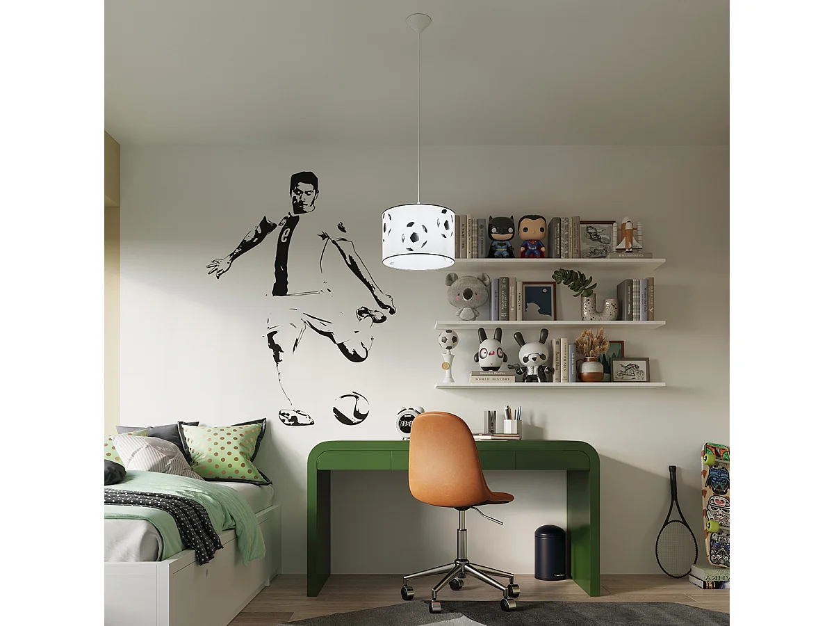 Lampes suspendues Calcio a moderne en PVC - 1 sources lumineuses 3000K - L.30 x H.82 cm - blanc noir