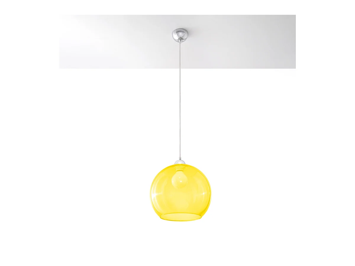 Lampade a sospensione Esfera minimalista di acciaio/vetro - 1 sorgenti luminose 3000K - L.30 x A.120 cm - giallo