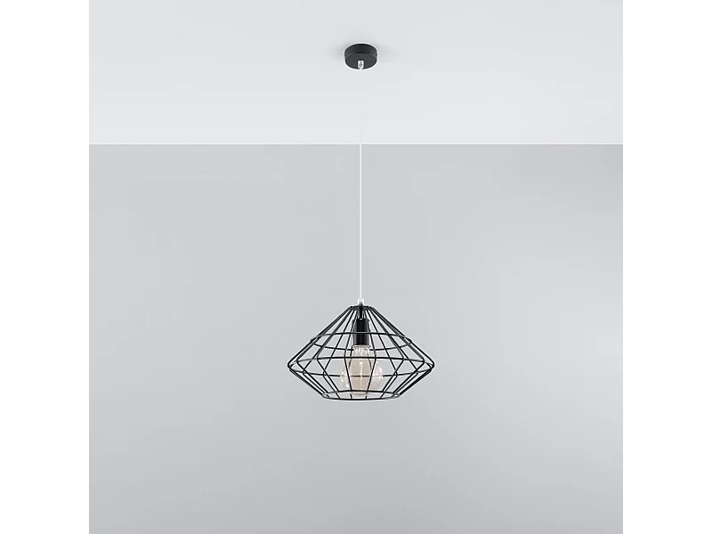 Lampes suspendues Neoteru industriel en acier - 1 sources lumineuses 4000K - L.32 x H.120 cm - noir