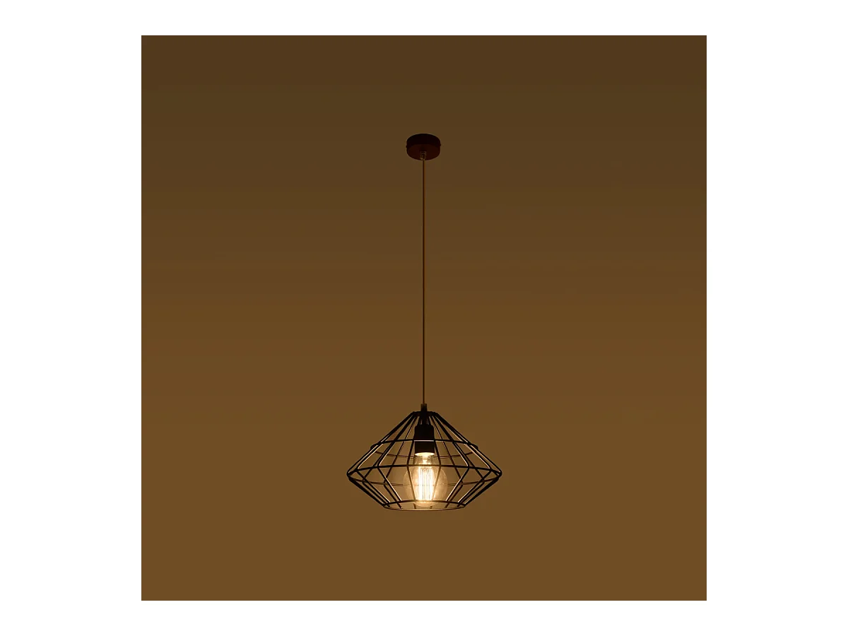 Lampes suspendues Neoteru industriel en acier - 1 sources lumineuses 4000K - L.32 x H.120 cm - noir