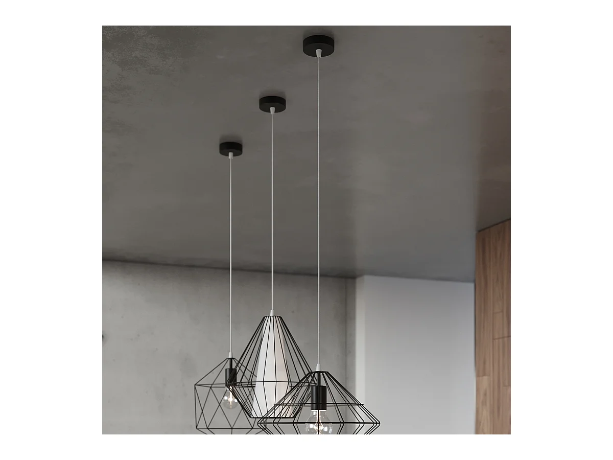 Lampes suspendues Neoteru industriel en acier - 1 sources lumineuses 4000K - L.32 x H.120 cm - noir