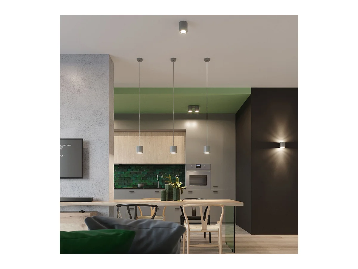 Lampes suspendues Celeris moderne en aluminium - 1 sources lumineuses 3000K - L.10 x H.110 cm - gris