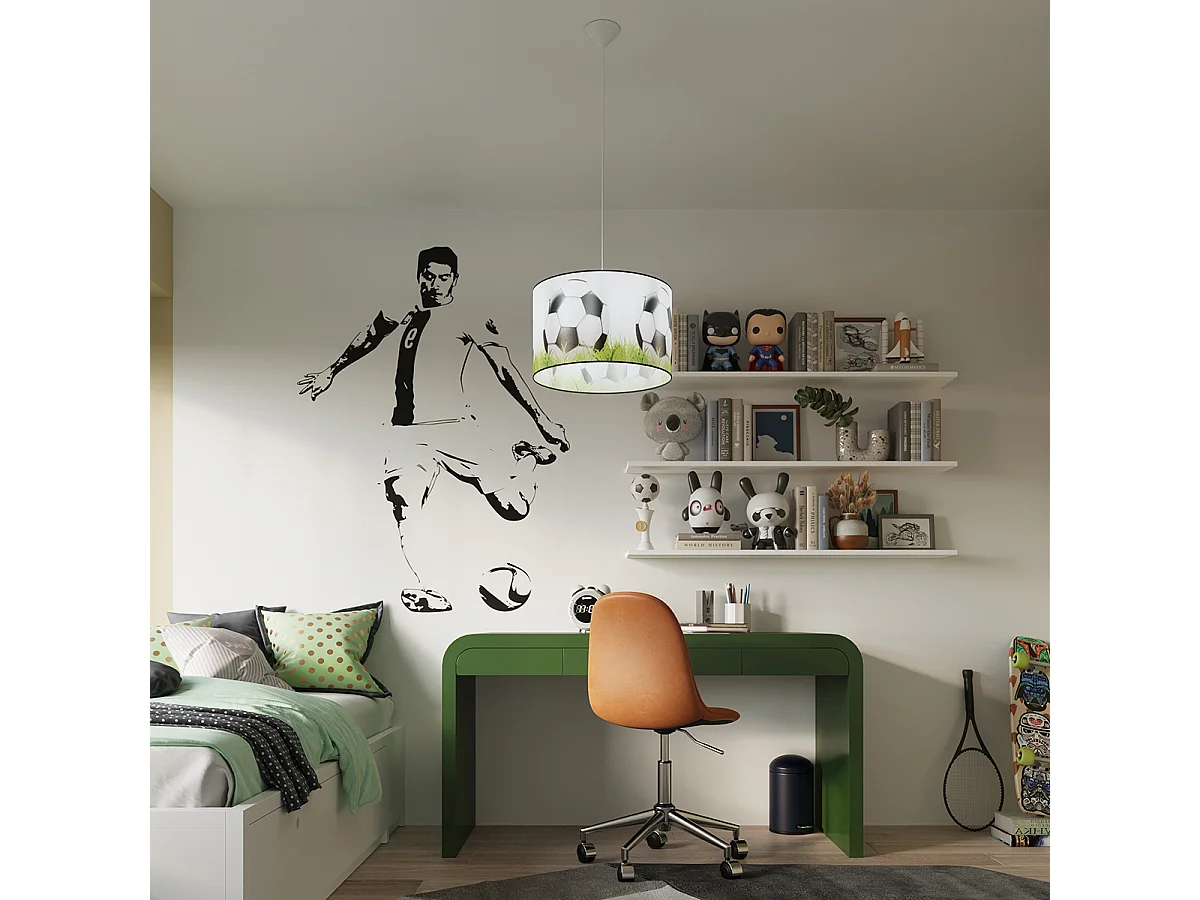 Lampes suspendues Calcio c moderne en PVC - 1 sources lumineuses 4000K - L.40 x H.82 cm - blanc/noir/vert