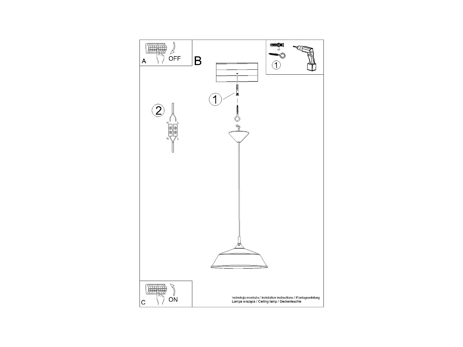Lampy wiszące skandynawski Quarix, stal - 1 źródło światła 4000K - L.34 x H.74 cm - biały