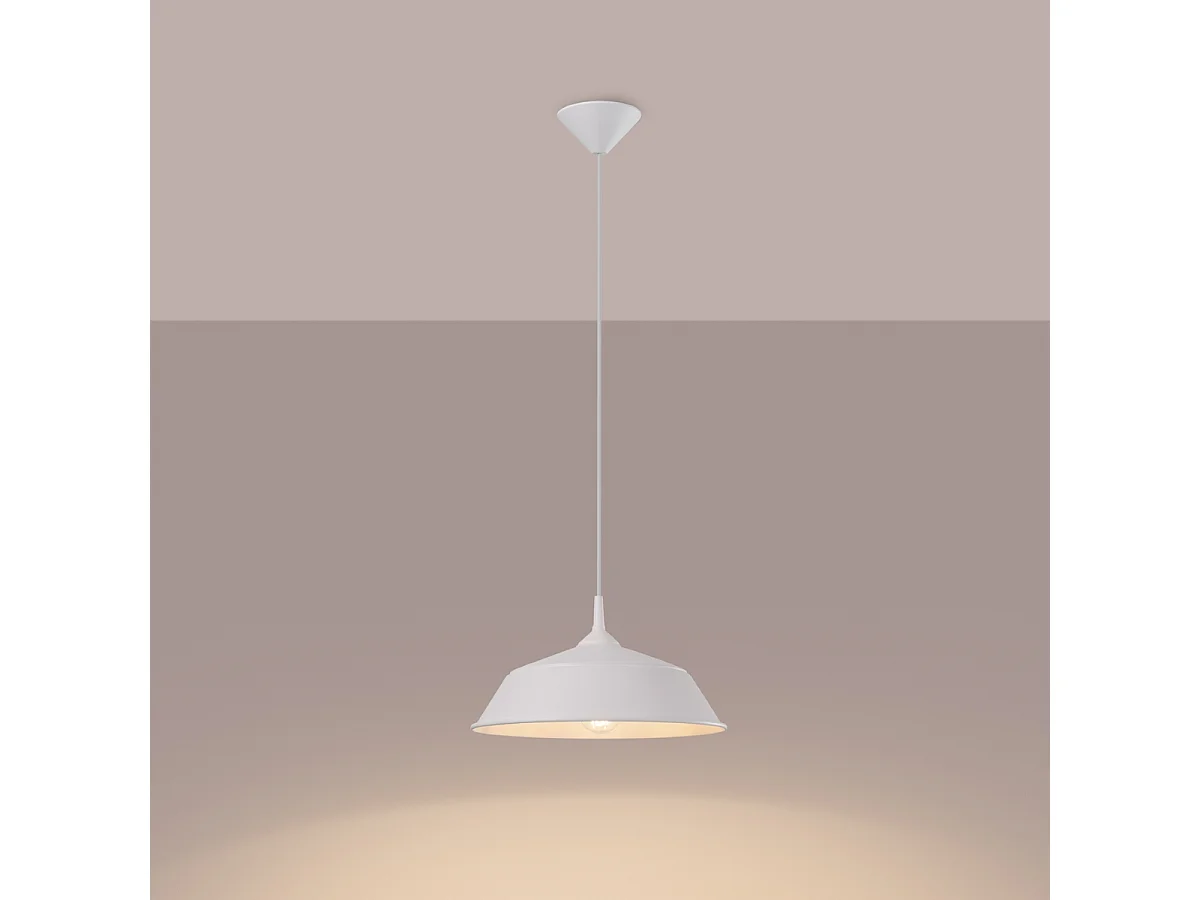 Lampes suspendues Quarix scandinave en acier - 1 sources lumineuses 4000K - L.34 x H.74 cm - blanc
