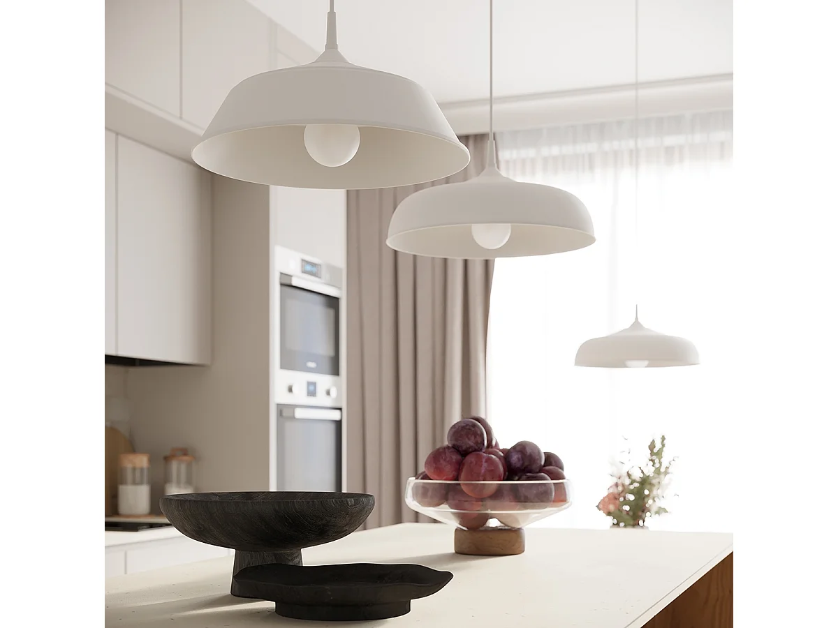 Lampes suspendues Quarix scandinave en acier - 1 sources lumineuses 4000K - L.34 x H.74 cm - blanc