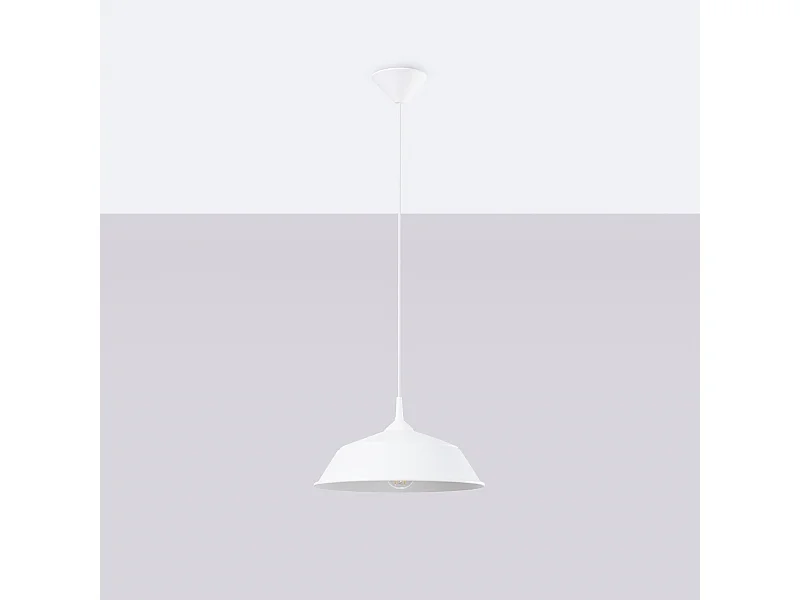 Luminárias pendentes Quarix escandinavo, aço - 1 fontes de luz 4000K - L.34 x H.74 cm - branco