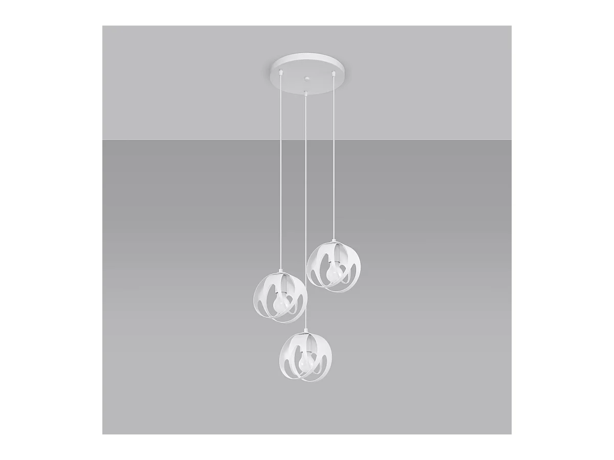 Lampade a sospensione Brive moderno di acciaio - 3 sorgenti luminose 3000K - L.30 x A.117 cm - bianco