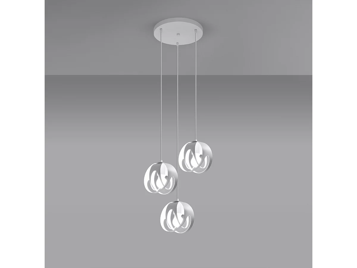 Lampes suspendues Brive moderne en acier - 3 sources lumineuses 3000K - L.30 x H.117 cm - blanc