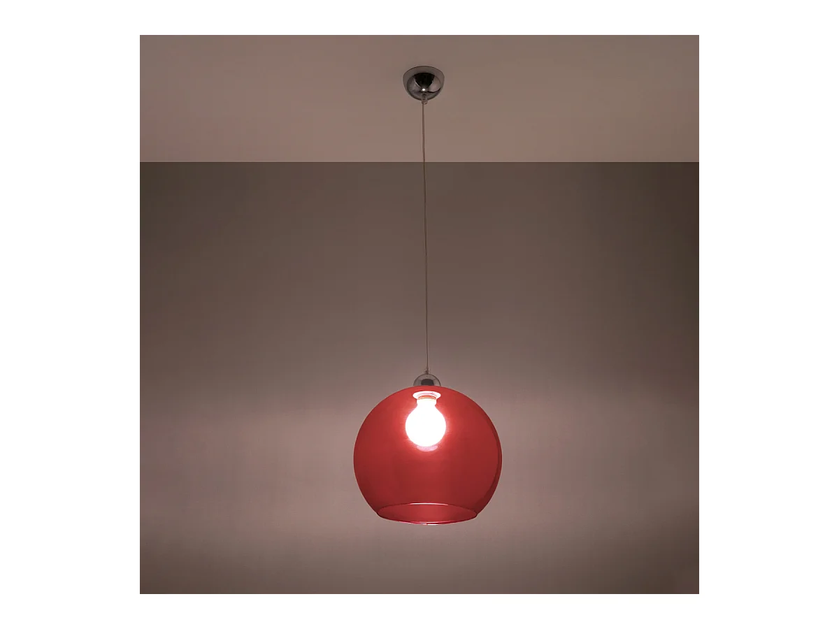 Lampade a sospensione Esfera minimalista di acciaio/vetro - 1 sorgenti luminose 4000K - L.30 x A.120 cm - rosso