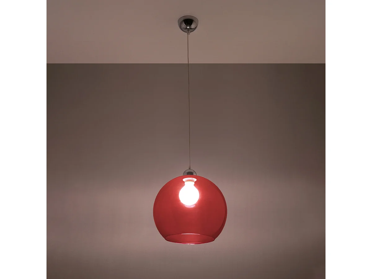 Lampes suspendues Esfera minimaliste en acier/verre - 1 sources lumineuses 4000K - L.30 x H.120 cm - rouge