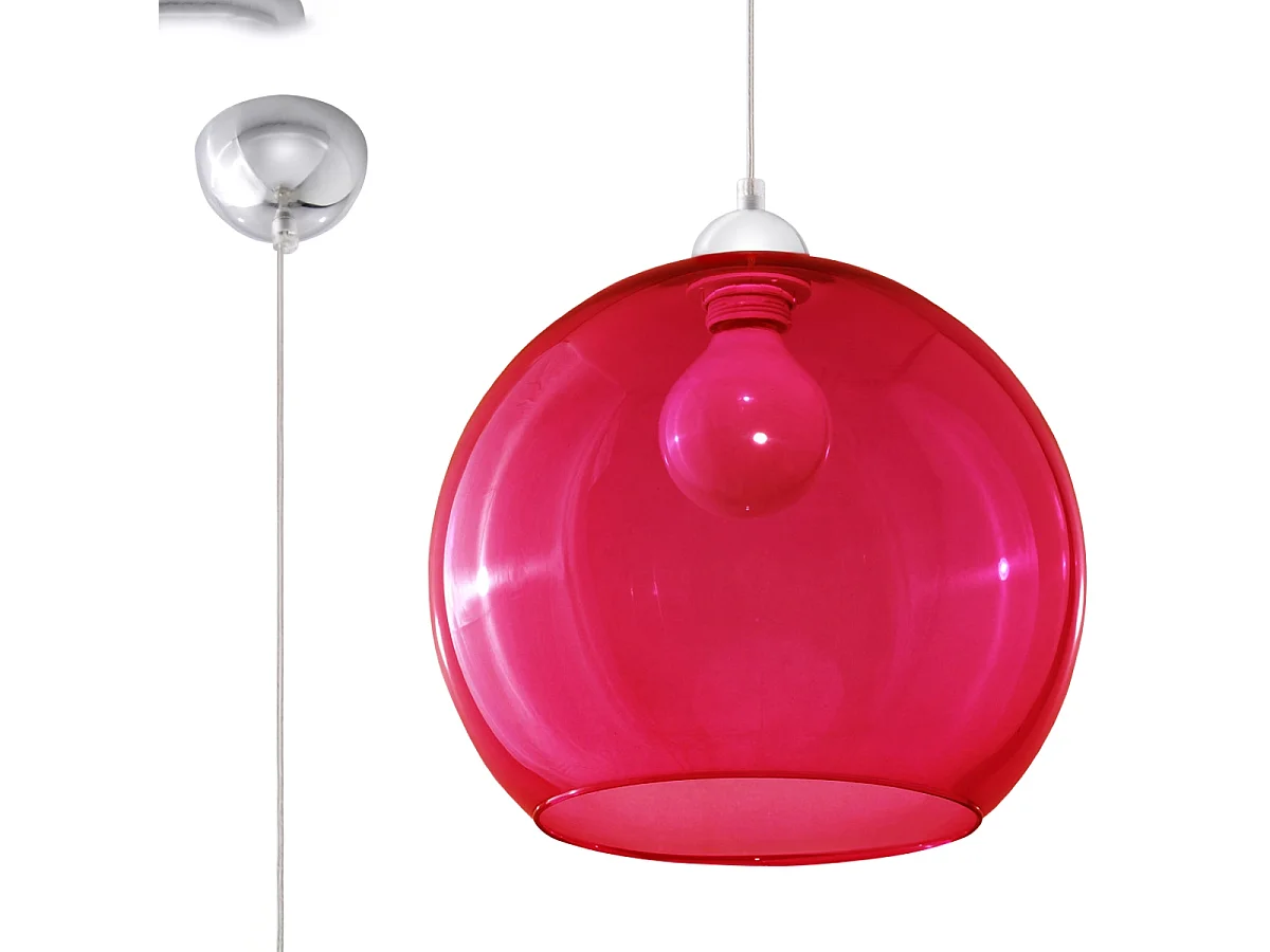 Lampes suspendues Esfera minimaliste en acier/verre - 1 sources lumineuses 4000K - L.30 x H.120 cm - rouge
