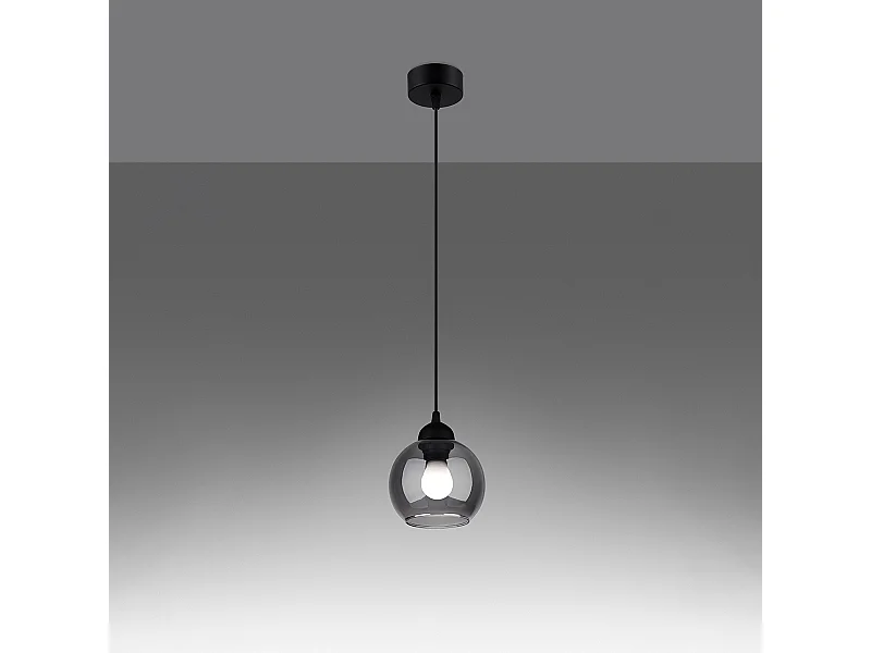 Lampy wiszące nowoczesny Zelaro, stal - 1 źródło światła 3000K - L.15 x H.130 cm - czarny